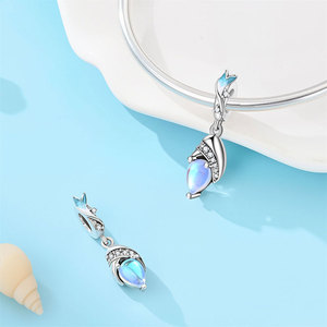Venta al por Mayor de Dijes de Plata 925 con Gemas, Diseño de Sirena, Princesa y Tortuga Marina, para Pulseras <span class=keywords><strong>Pandora</strong></span>, Personalizables - Product Image 3