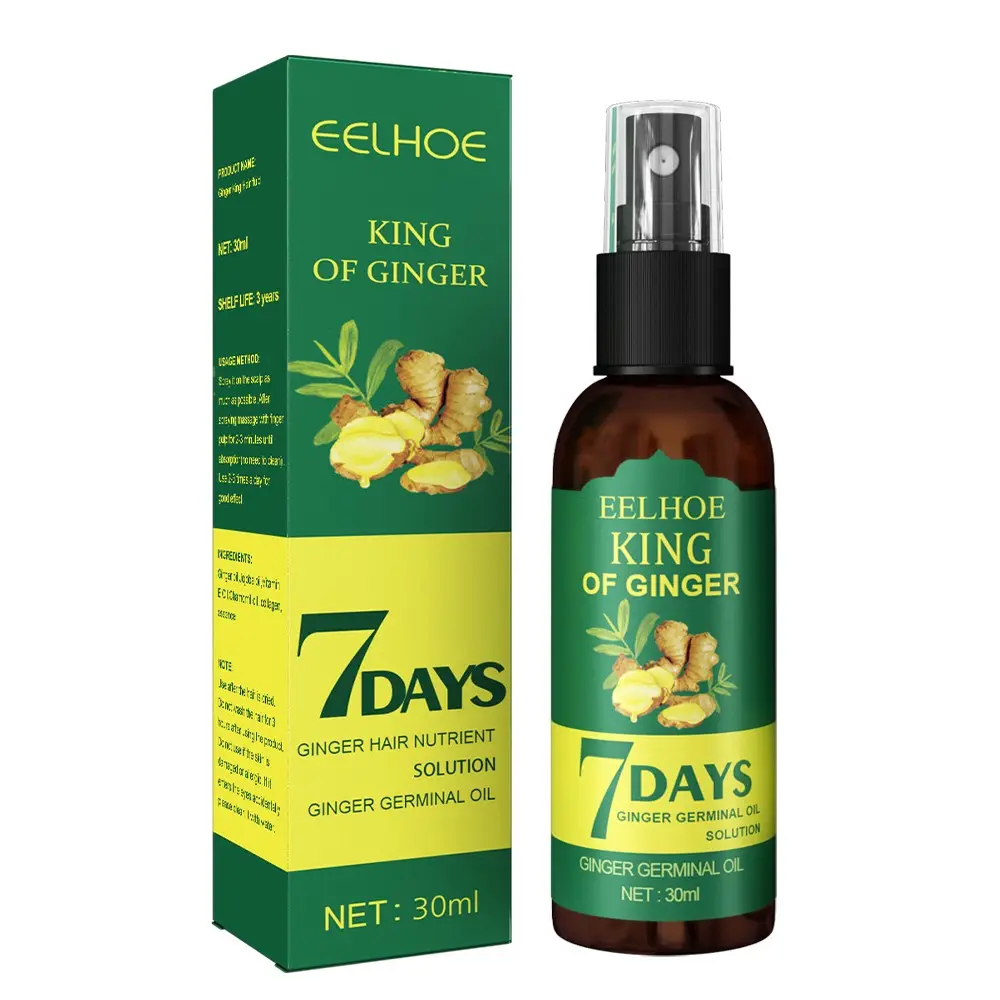 Spray de jengibre para el crecimiento del cabello, líquido nutritivo para el cuero cabelludo, reparación de daños fuertes y resistentes, venta al por mayor