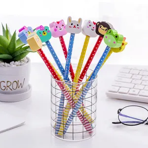 3 adet/paket karikatür hayvan kafası okul öğrencileri için toksik olmayan ahşap kalemler çizim için ödül HB yazma - Product Image 2