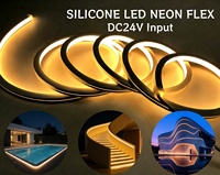 Bande néon en silicone 24V, blanc chaud, étanche IP68, avec contrôle Tuya et gradation PWM, 1800-3000K Ra95, pour éclairage extérieur d'escaliers d'hôtel