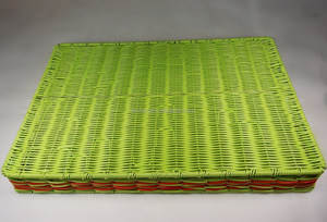 Cestino Portaoggetti Rettangolare Moderno <span class=keywords><strong>Verde</strong></span> in PP Ecologico Intrecciato a Mano, Multifunzione come Vassoio per Pane e Prodotti da Forno - Product Image 4