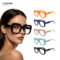 Monture optique carrée épaisse en bio-acétate OEM ODM, monture de lunettes rétro surdimensionnée, logo personnalisé, multicolore, vente en gros
