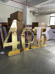 Luxo Acrílico Espelhado 4ft Letter Light Neon Number Stand 5ft Backdrop Decorações De Casamento Gold Number Stand - Product Image 5