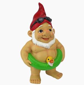 Mignon Résine Sexy Gnome De Jardin Nu Avec Swing Anneau Statue Piscine Plage Décoration - Product Image 2