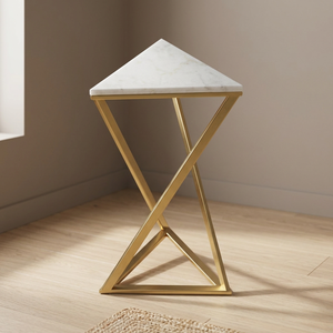 Table basse moderne avec cadre en laiton et plateau en marbre, meubles contemporains pour salon, table d'appoint décorative - Product Image 3