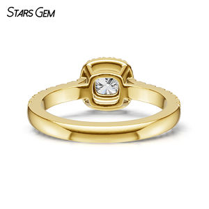 Starsgem 14K Solid Gold 1CTW <b>Cushion</b> Cut DEF VS Lab Grown Diamond Engagement <b>Ring</b> with Halo - Product Image 3