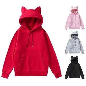 Hoodie Kasual Wanita Musim Semi dan Gugur Atasan Lengan Panjang Kasual Warna Pink Gaya Telinga Kucing Lucu Hoodie Sweatshirt - Product Image 6