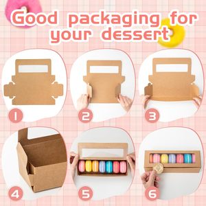 Boîtes à macarons avec fenêtre, boîtes à biscuits avec autocollants, contenants cadeaux longs pour la Saint-Valentin, pour chocolats enrobés - Product Image 3