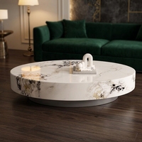 Table basse en marbre naturel de luxe léger, design carré flottant moderne, sensation haut de gamme pour hôtel et salon