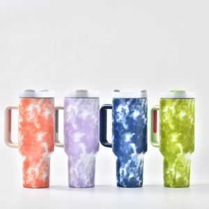 Mug isotherme en acier inoxydable de 40 oz avec poignée, couvercles et paille pour le voyage et le camping – Expédition depuis l'entrepôt américain - Product Image 2