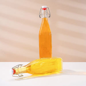 Bouteille en verre transparente carrée personnalisée de 500 ml, 750 ml, 1000 ml avec bouchon à bascule pour jus et eau – Prix usine de gros - Product Image 6