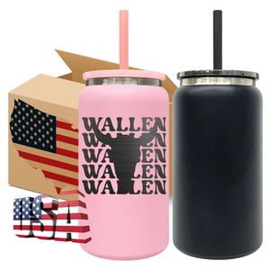 Blackld Underneath 16Oz Vacuum <b>Metal</b> Stainless Steel Soda Can Cups With Pp Plastic Lids Laser Engrave for Iced Coffee Pop - Product Image 3