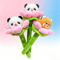 OEM ODM Bâton de massage décoratif en peluche créatif et mignon, motifs Fleur de lotus, Feuille, Panda géant, Qizai, Raton laveur, pour cadeau souvenir