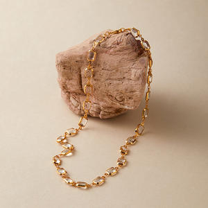 مجوهرات نسائية راقية مطلية بالذهب الحقيقي عيار 18 من غير tranish مقاومة للماء ، قلادة من الزركون المكعب ، قلادة ملونة بياقة - Product Image 5