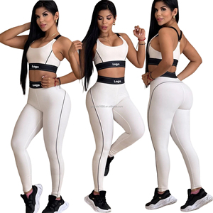 Pakaian Desainer Grosir Musim Panas Atasan Tanpa Lengan 2 Set Celana  Setelan Olahraga Merek Fashion Gym Fitness Yoga Dua Potong untuk Wanita - Product Image 4