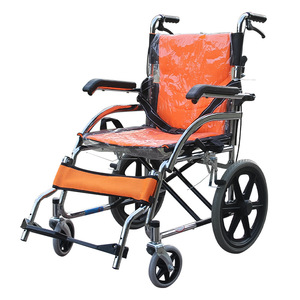 Folding Lightweight Elderly Wheelchair 16-Inch Electroplated <b>Orange</b> Manual Mobility Aid For Outdoor Use - Product Image 3