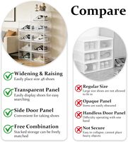 Grande boîte à chaussures transparente en plastique empilable sur le côté organisateur de stockage de conteneurs ouverts avec porte magnétique pour les baskets d'affichage