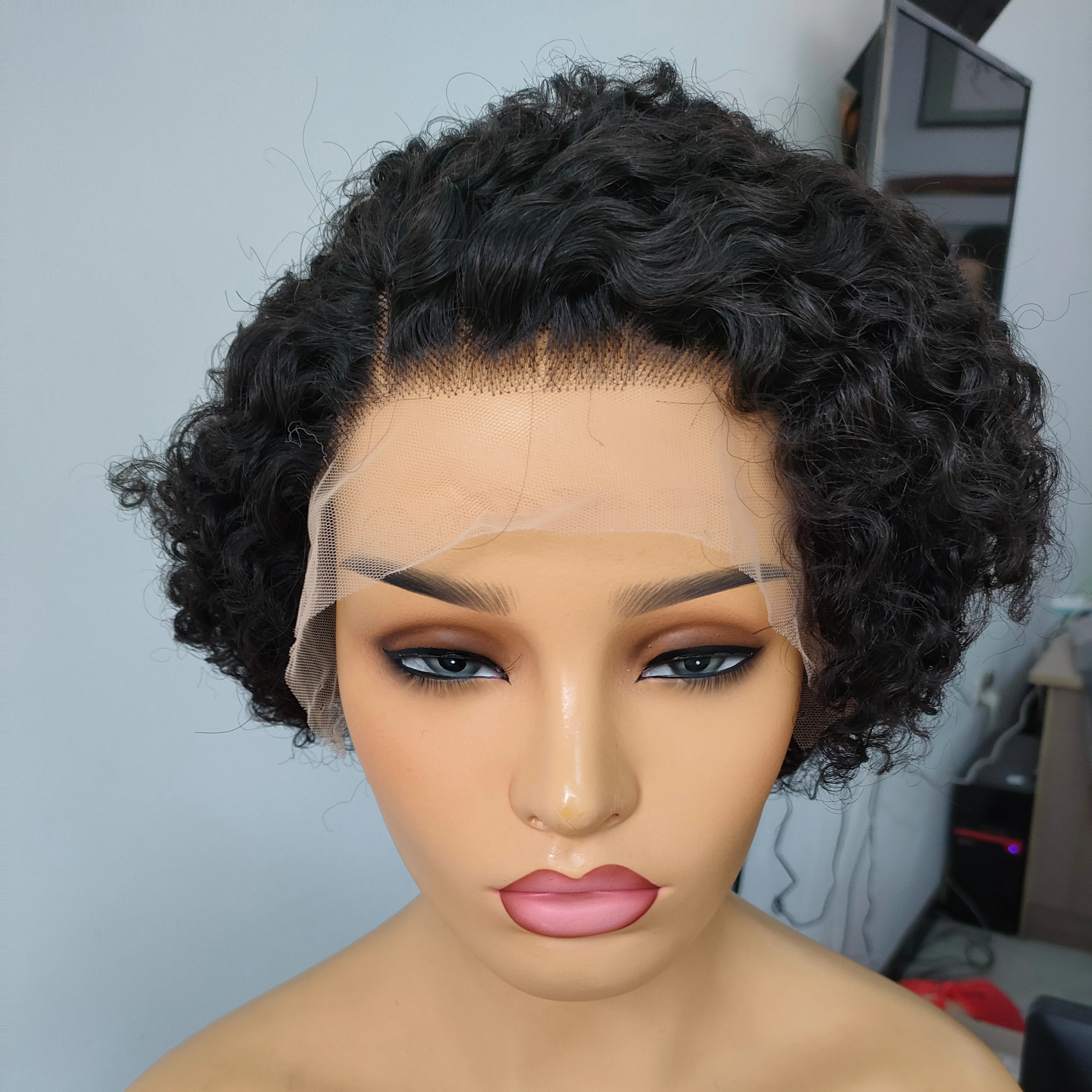 Amara wholesale wigs 100% human hair vendors pixie curls human wig virgin kinky curly remy pixie cut bob afro kinky short