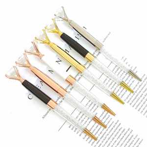 Stylo en métal rotatif avec grand diamant, logo personnalisé imprimé, stylo en cristal, promotion, activité d'entreprise, cadeau d'affaires, stylos à bille - Product Image 2