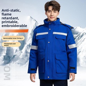 Overol y Chaqueta de Trabajo para <span class=keywords><strong>Soldador</strong></span>, de Algodón Puro, Ignífugo, Resistente al Frío, para Hombre, Disponible en Invierno - Product Image 1