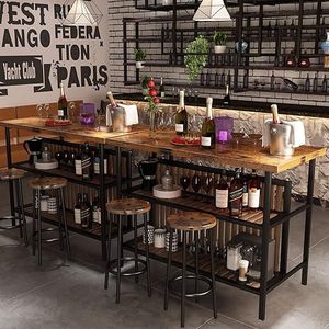 Mesa alta de hierro forjado estilo rústico para cafetería/tetería, juego de mesa y sillas de comedor para el hogar, sencillo, de alto valor y versátil. - Product Image 2