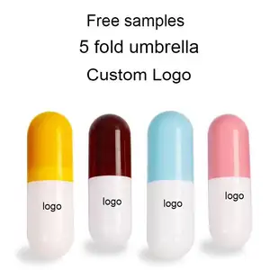 Capsules en forme de Mini capsules, jaune, avec Logo imprimé, parapluie trois pièces pliables, nouveau Design