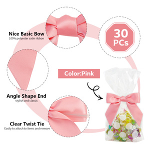 Fabrication <span class=keywords><strong>en</strong></span> usine de 7 nœuds pré-faits <span class=keywords><strong>en</strong></span> <span class=keywords><strong>ruban</strong></span> de polyester satiné rose de 2,5 mm, style boutique, avec attaches torsadées, pour cadeau de la Saint-Valentin - Product Image 3