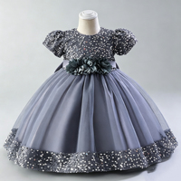 Robe de soirée formelle pour bébé princesse nouveau-né, longueur genou, motif floral en satin, col rond, pour les saisons estivales