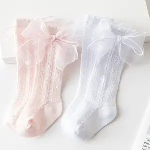 Chaussettes pour bébés, mignonnes, coréennes, espagnoles, Lolita, en coton, avec nœud, hautes, pour enfants, nouvelle collection