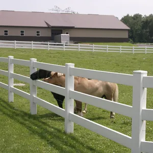 Cercado de prado de Rancho de caballos de alta calidad Cerca de PVC de vinilo blanco de plástico barato