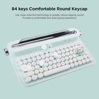 YUNZII ACTTO B305 Keyboard Nirkabel Tata Letak 75% 84-Tombol Keyboard Membran Retro Imut Mini Keyboard Mesin Ketik untuk Multi OS