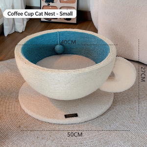 Lit pour chat semi-fermé avec griffoir intégré, panier de repos rond pour chats d'intérieur - Product Image 5