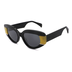 Lunettes de <span class=keywords><strong>soleil</strong></span> oeil de chat design mode 2025 pour femmes forme polygonale irrégulière avec verres polarisés UV400 et monture en acétate - Product Image 2