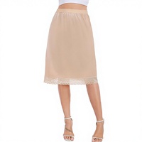 TAOP&ZA Nouvelle Collection Printemps 2026 Jupe Mi-Mollet Coupe Évasée Taille Haute en Satin avec Bordure en Dentelle, Style Vintage Européen et Américain, Anti-Boulochage