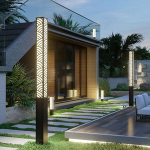 Outdoor Iron Garden <b>Light</b> Post <b>LED</b> Glass Shade 2700K Soft Warm White IP66 AC 220V <b>Motion</b> <b>Sensor</b> Non-Detachable Solar Powered - Product Image 4