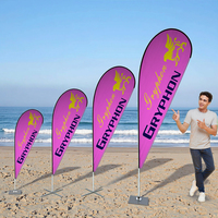 Drapeau plume personnalisé avec logo d'entreprise, bannière publicitaire extérieure, drapeau de plage, impression recto-verso, polyester, avec mât et base