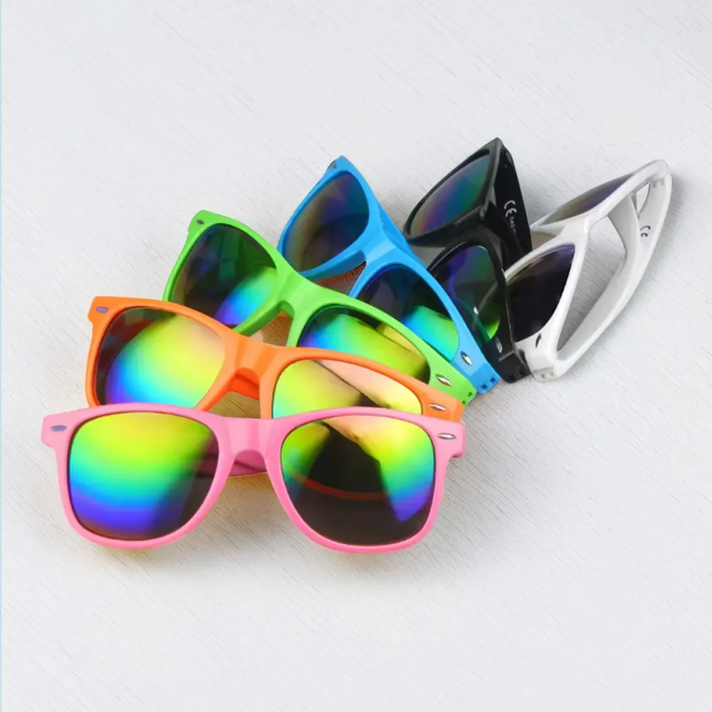 Rainbow Color Pc Mirror Lens Custom Frame Black White Blue Transparent Coffee Champagne Dark Brown Maroon Frame Sunglasses