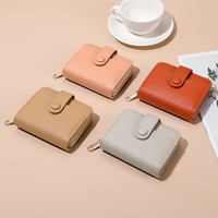 Dompet Koin Pendek Model Ritsleting 2026, Dompet Wanita Fashion Warna Solid Motif Kulit Leci, Dompet Multi-Slot Kartu