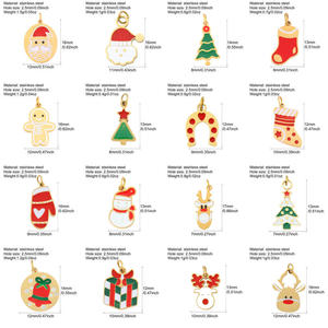 Breloques de bijoux DIY, chaîne, pendentif cloche de Noël Père Noël en acier inoxydable pour bracelet, collier, sac, accessoires de mode pour filles, bijoux - Product Image 5