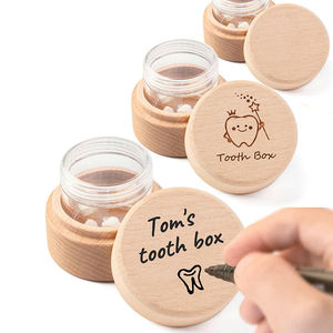 Caja de Madera para Dientes de Leche para Niñas y Niños, Linda Caja de Almacenamiento de Dientes Perdidos con Botella de Acrílico Transparente, Regalo de Recuerdo para Niños - Product Image 1