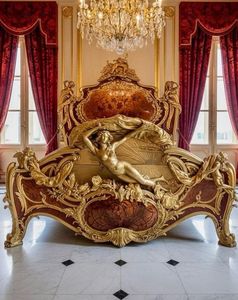 French Style Carved Wood <b>Bed</b> Upholstered Bedroom Furniture Luxury <b>King</b> <b>Size</b> Bedroom Set - Product Image 1