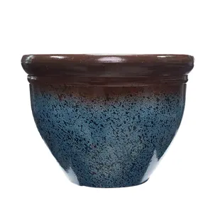 Pot Bunga Plastik 12 Inci, Dekorasi Rumah Pot Efek Keramik Pot Bunga Kaca, Pot Taman untuk Tanaman