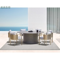 Tables et chaises de restaurant, ensemble de salle à manger en métal, banc, ensembles de jardin en corde de bistro, ensemble de chaises de table moderne en aluminium pour l'extérieur
