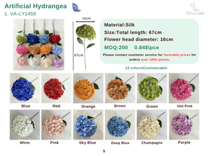 Materiali all'ingrosso per fiori artificiali: Ortensie finte per decorazioni floreali, matrimoni e arredamento domestico - Product Image 2
