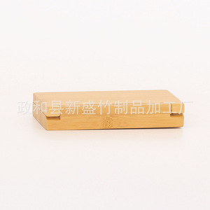 Factory wholesale bamboo double-sided folding portable handheld makeup <b>mirror</b>, eyeshadow case, pocket <b>mirror</b>, custom-made. - Product Image 2