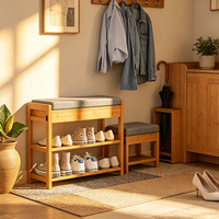 Banc de rangement double couche en bois personnalisable, banc de rangement pour chaussures, avec tiroirs, adapté aux foyers et aux bureaux intérieurs