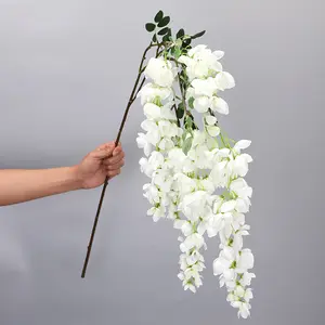 Venda por atacado artificial wisteria grãos de videira flor videira casamento decoração de casa flor falsa