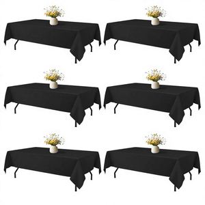 Black Solid Rectangle Textile Tablecloth Pack 60 84 Washable Wrinkle-Resistant Heat-Proof 5FT <b>Tables</b> for - Product Image 2