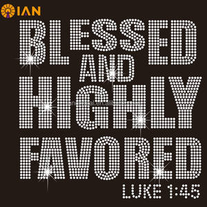 <span class=keywords><strong>I</strong></span> <span class=keywords><strong>Am</strong></span> Blessed Custom Religious Bling Rhinestone Transfer Iron on Crystal Motif Hot Fix - Product Image 6