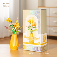 Vente en gros Vase à fleurs éternelles en plastique pour décoration bricolage Bloc de briques Jouet Bouquet de fleurs Ensemble de blocs de construction
